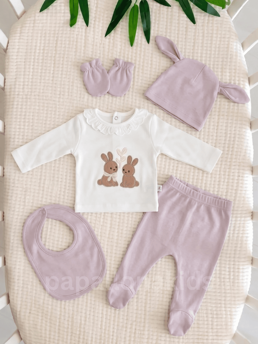 Ensemble naissance 5 pièces lapin