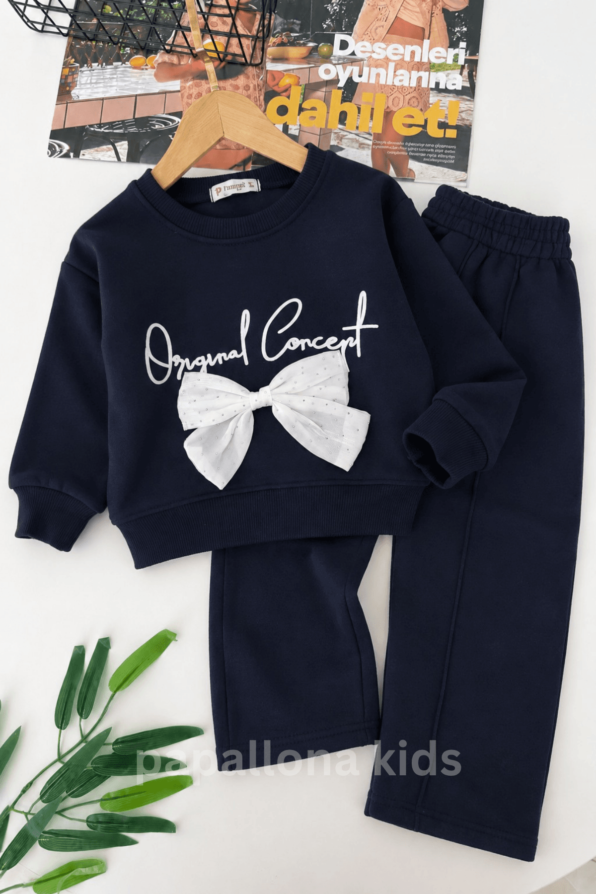 Ensemble fille 2 pièces sweatshirt nœud et pantalon large