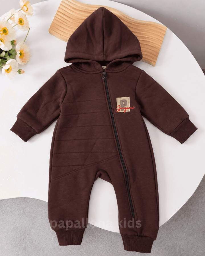 Grenouillère bébé à capuche zippée — 3