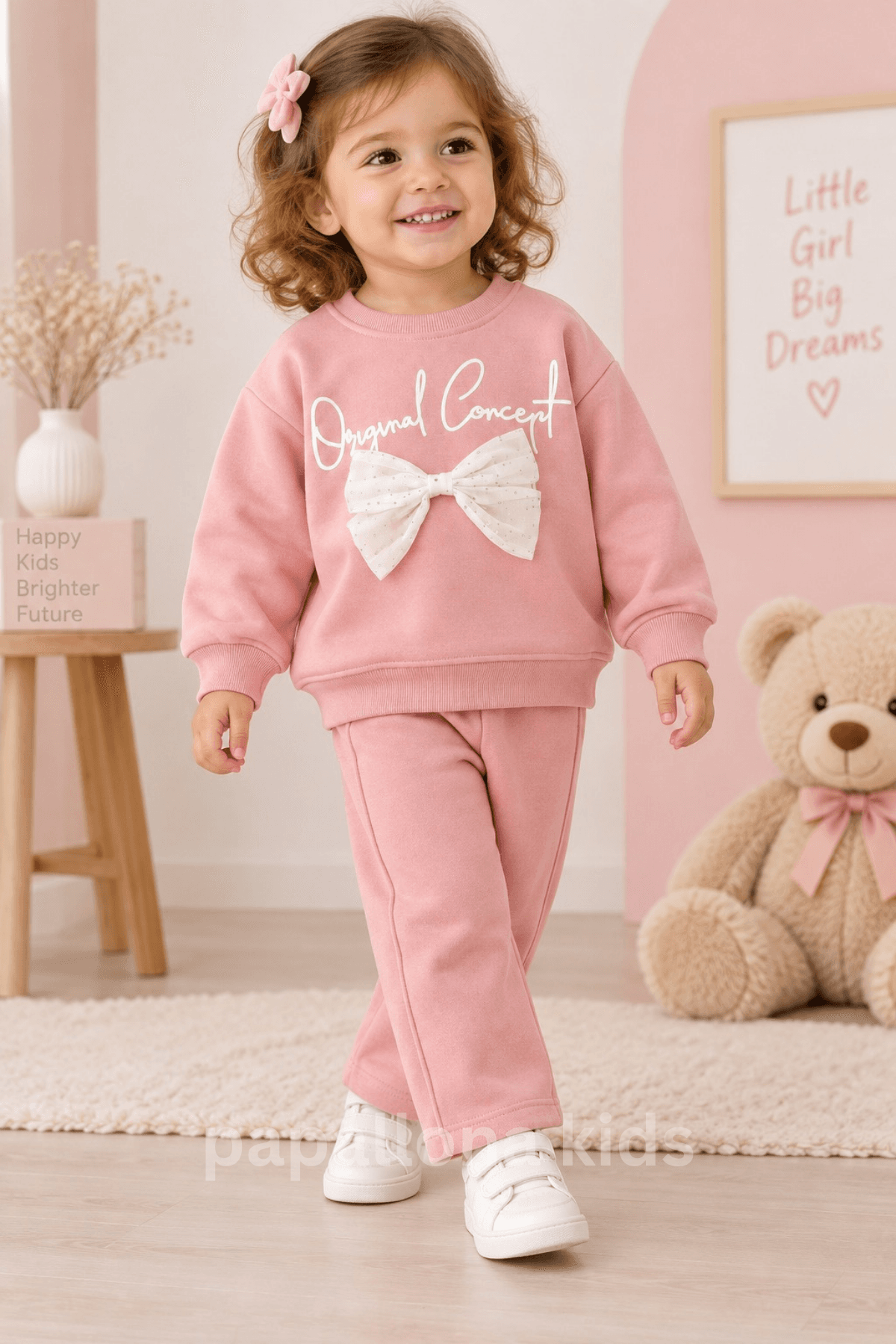 Ensemble fille 2 pièces sweatshirt nœud et pantalon large — 2