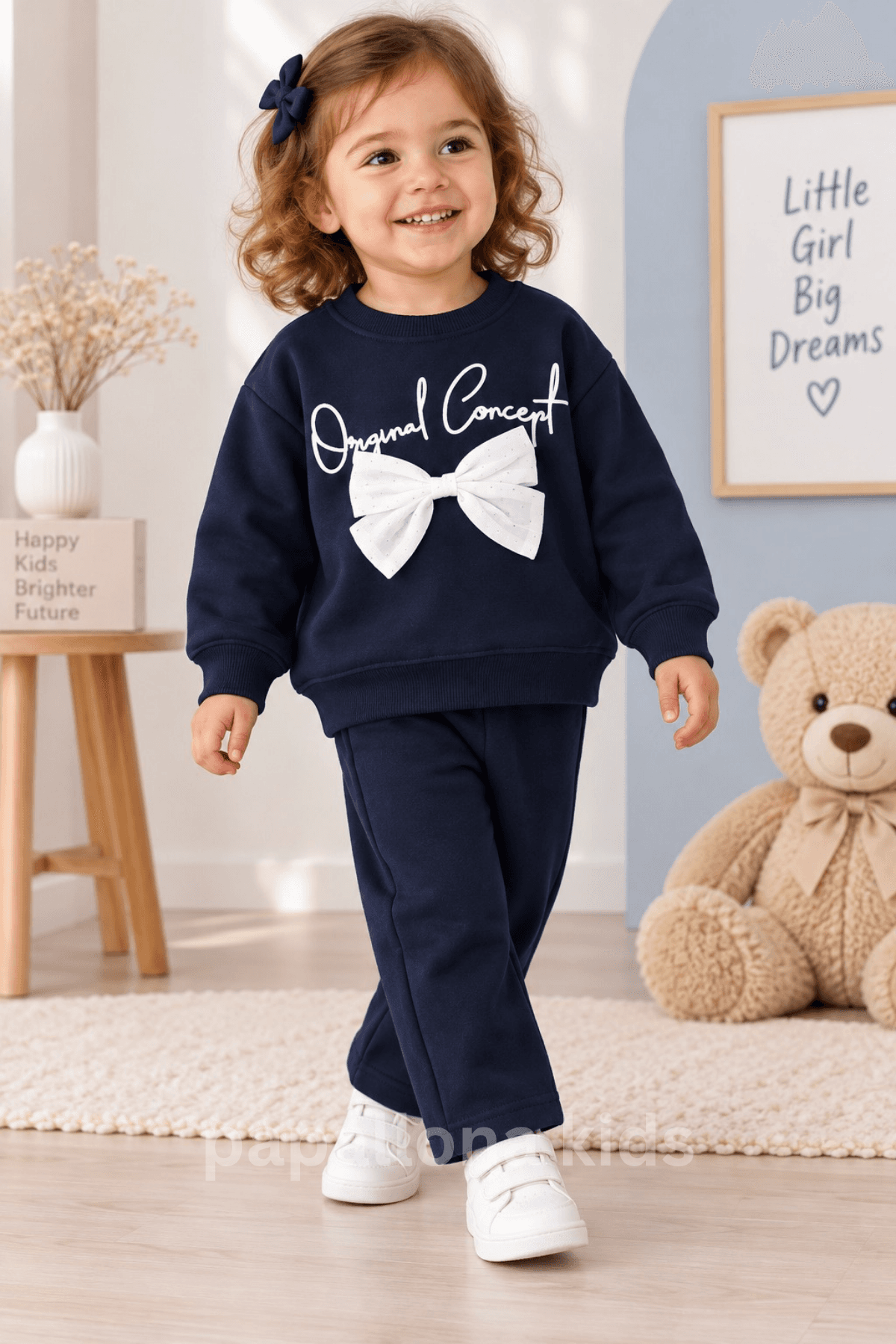 Ensemble fille 2 pièces sweatshirt nœud et pantalon large — 4