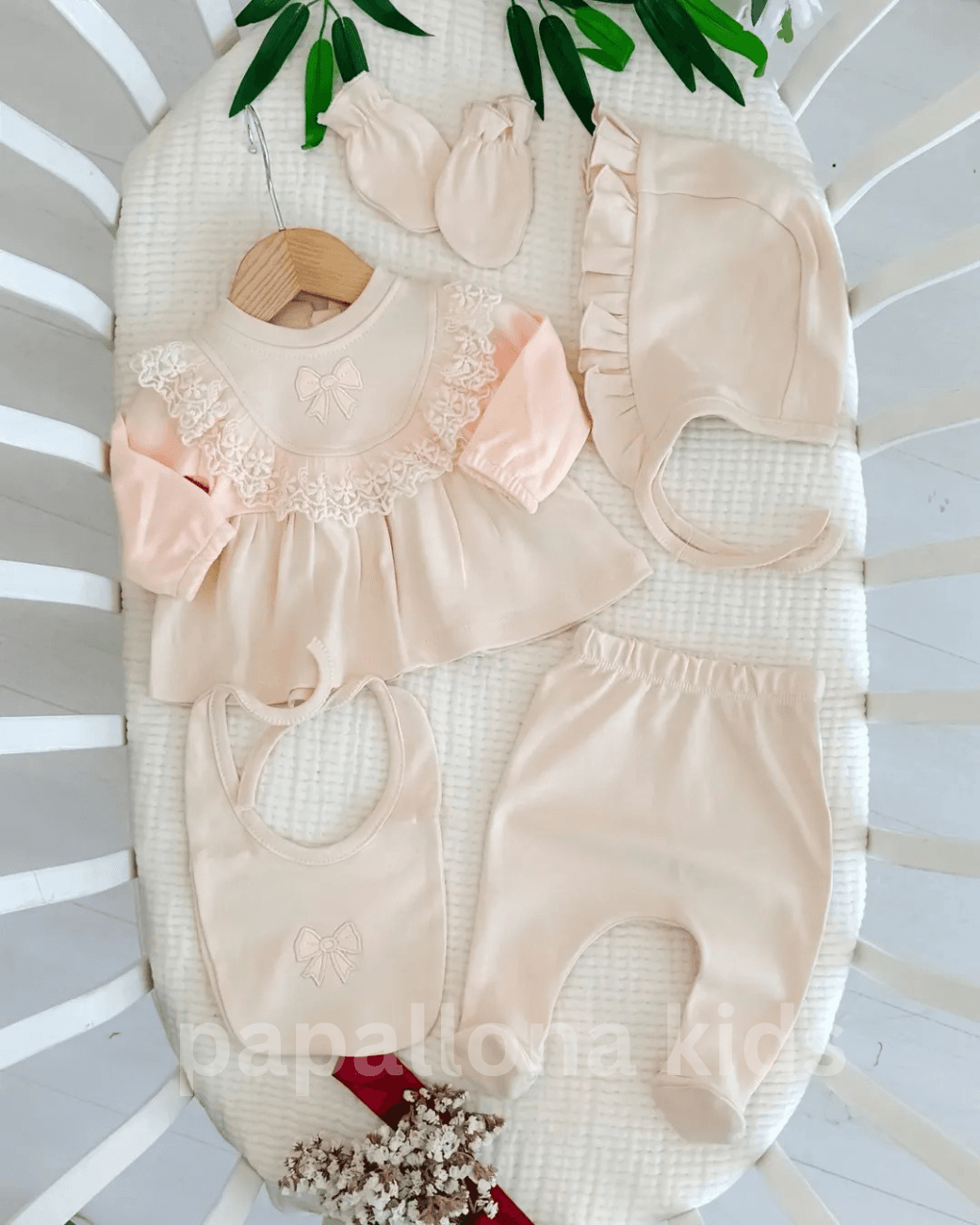 Ensemble de naissance fille 5 pièces en coton