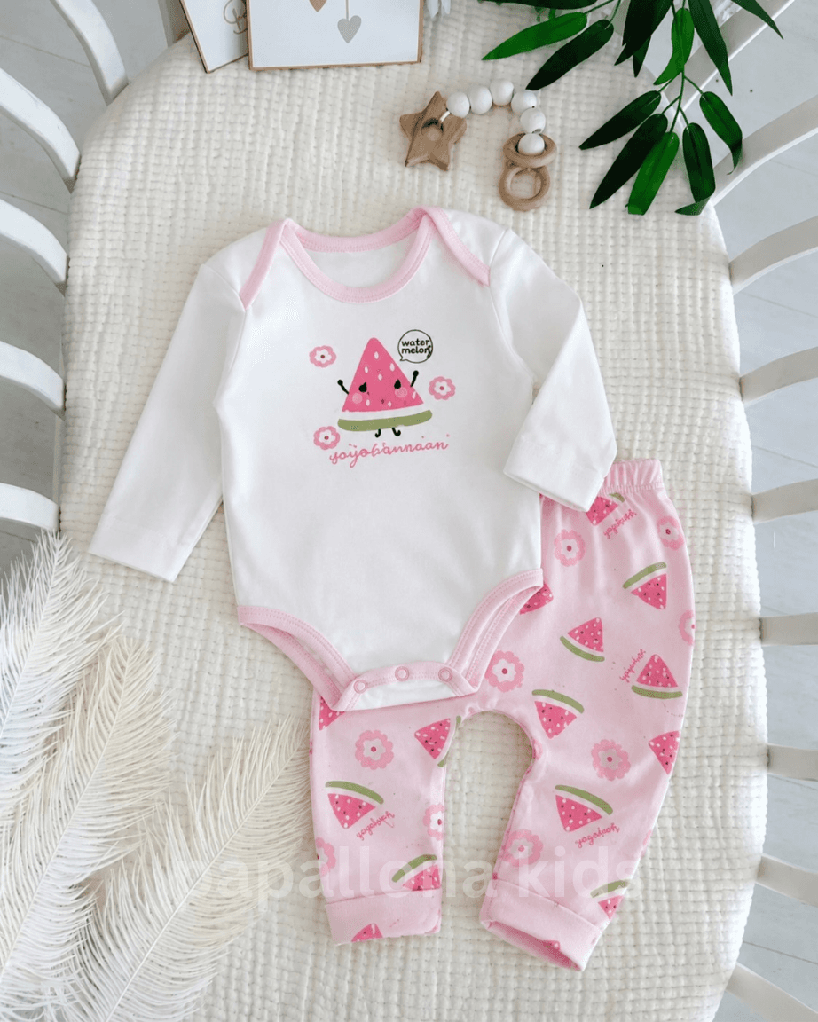 Ensemble fille body et pantalon pastèque