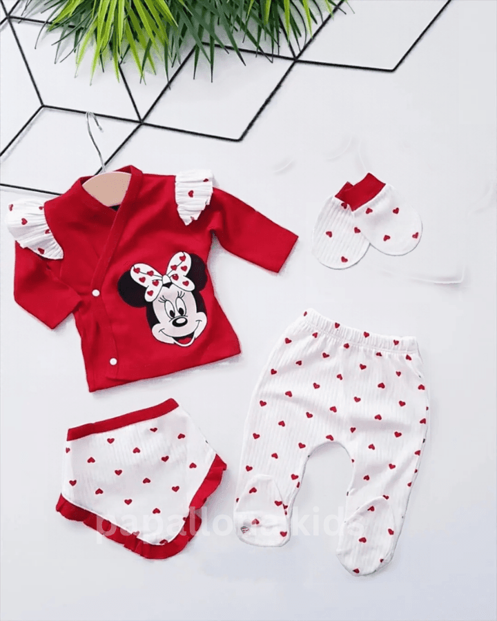Ensemble 4 pièces Minnie Mouse pour nouveau-née