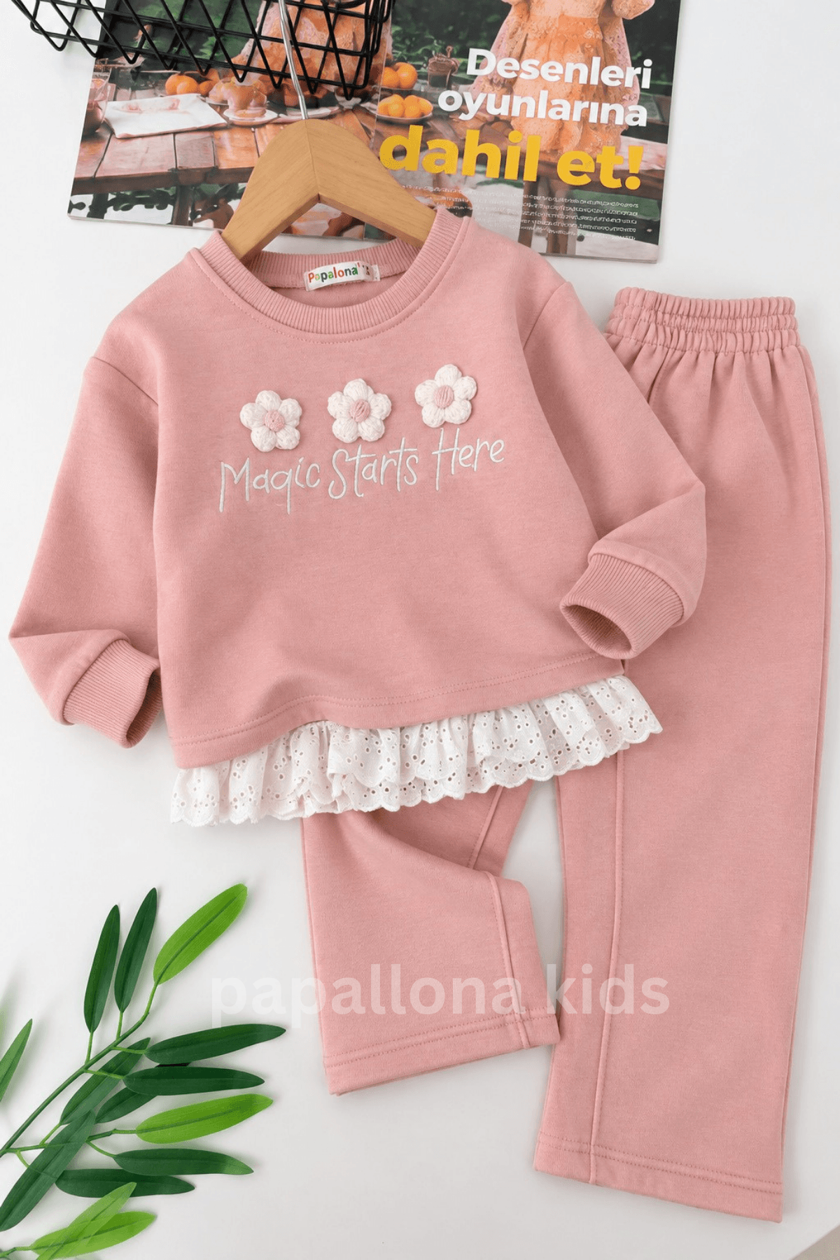 Ensemble fille 2 pièces à fleurs et pantalon large — 2