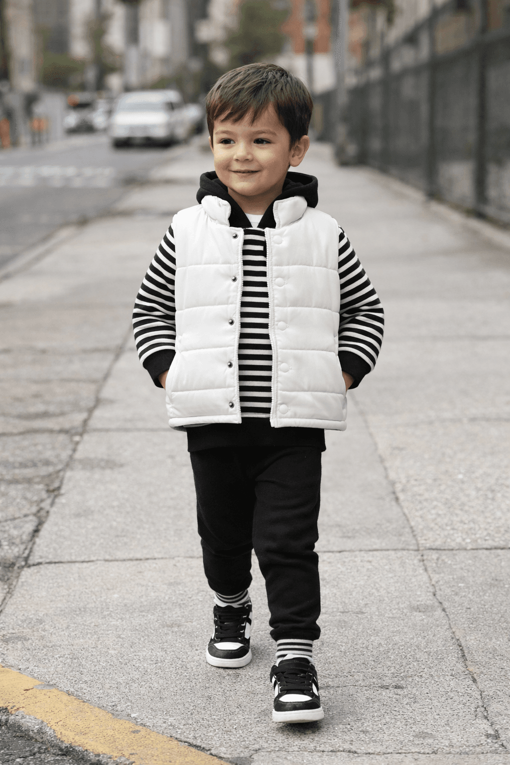 Ensemble garçon hiver blanc et noir à rayures — 2