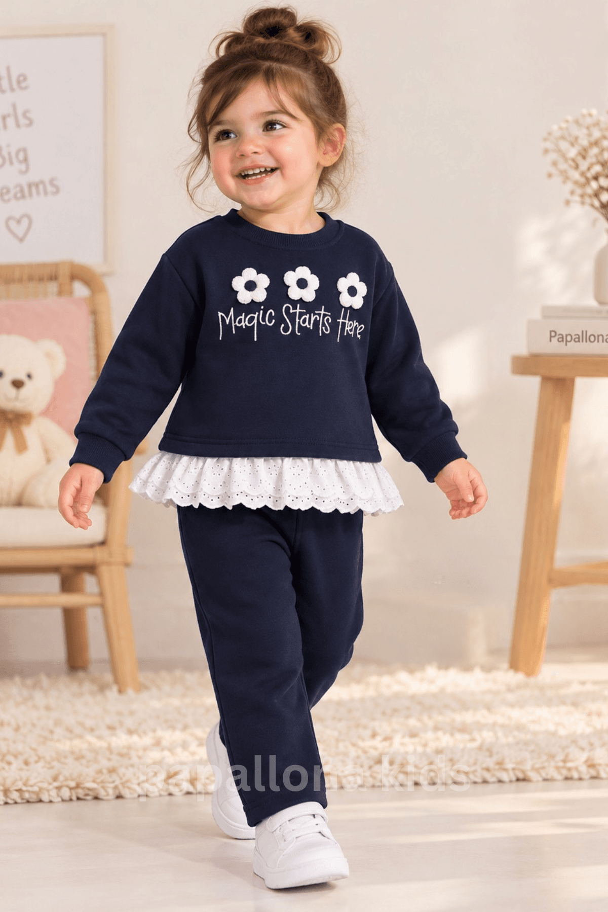 Ensemble fille 2 pièces à fleurs et pantalon large — 4