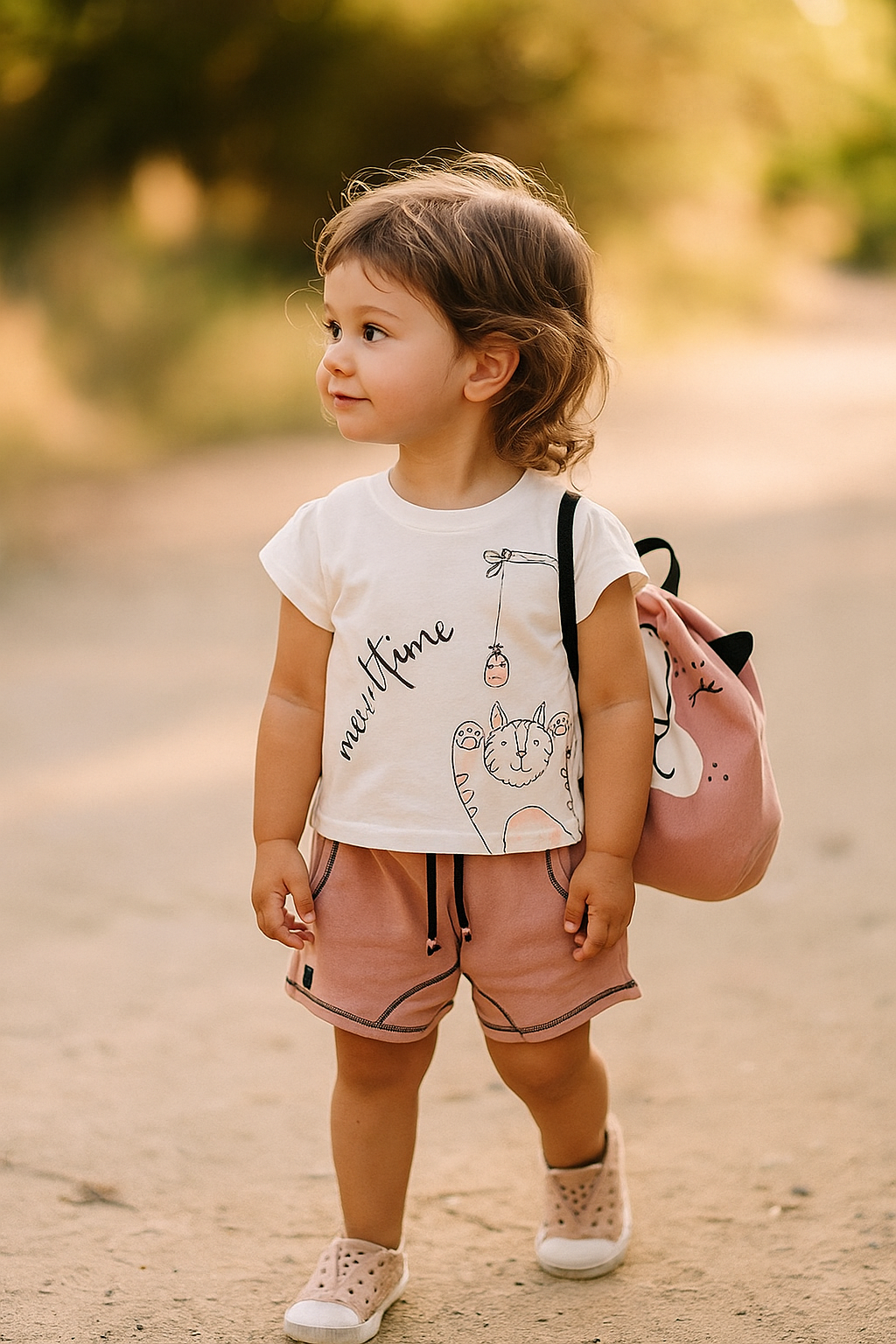 Ensemble 3 pièces comprenant un short et un sac