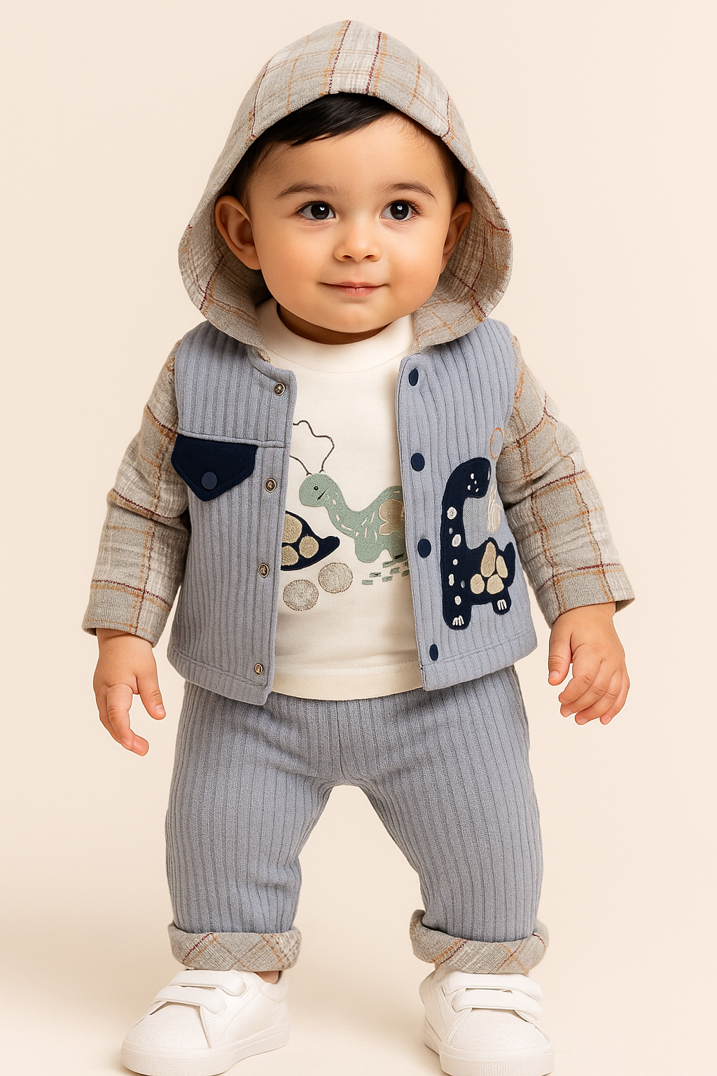 طقم أولاد شتوي أنيق بتصميم ديناصور 🦕