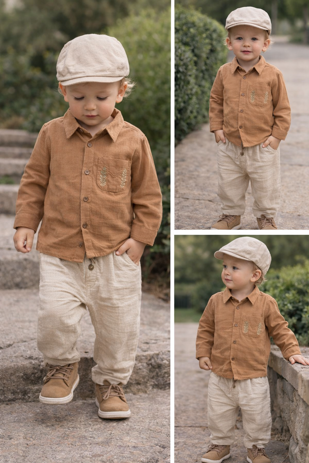 طقم أولادي (قميص + بنطال + قبعة)