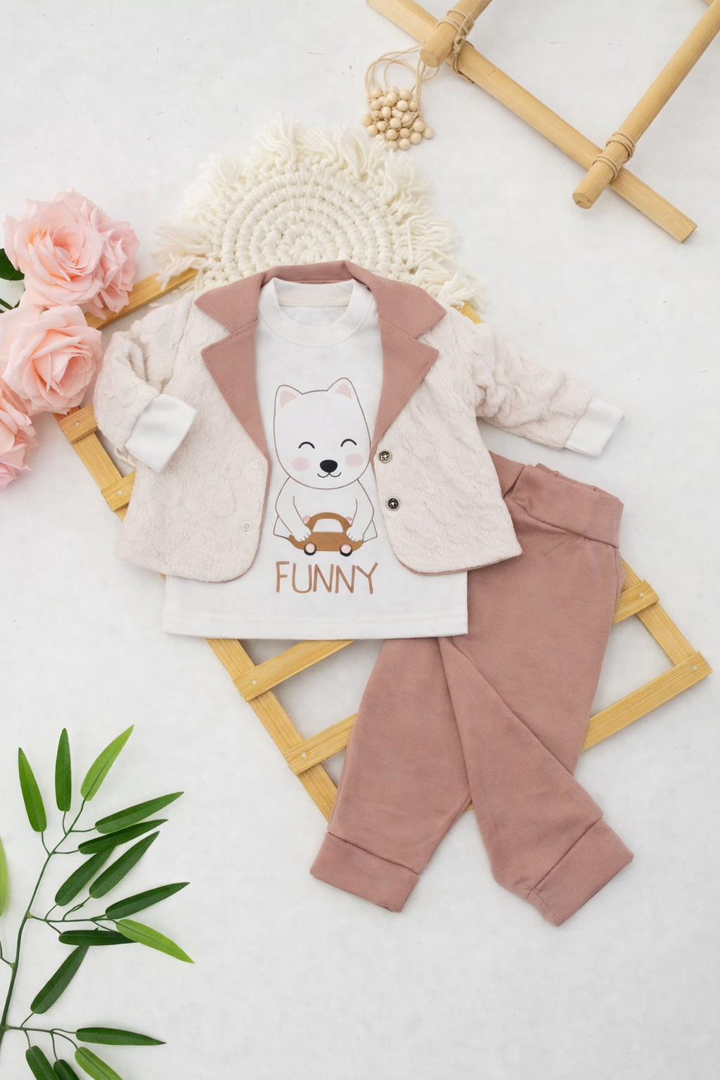 طقم ولادي 3 قطع أنيق – ستايل راقي وكيوت