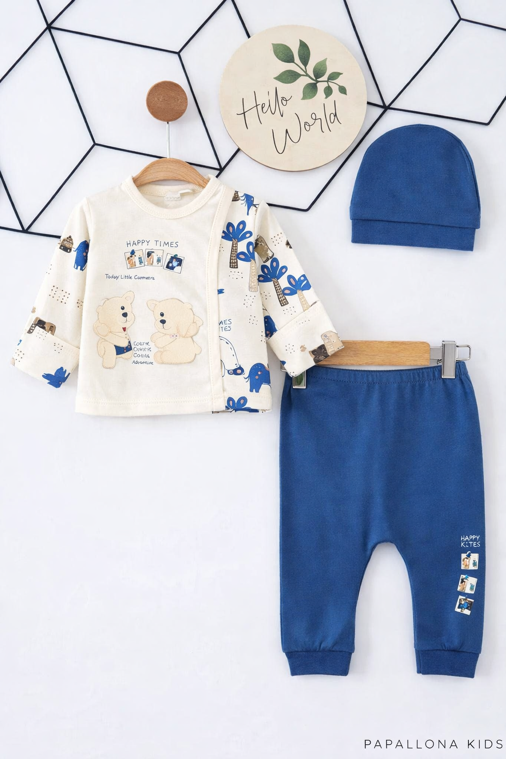 طقم بيبي  مع قبعة – قطن 100% مناسب للبشرة الحساسة