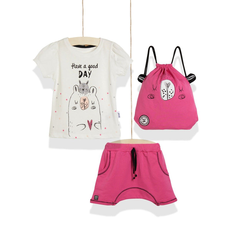 Ensemble 3 pièces comprenant un short et un sac