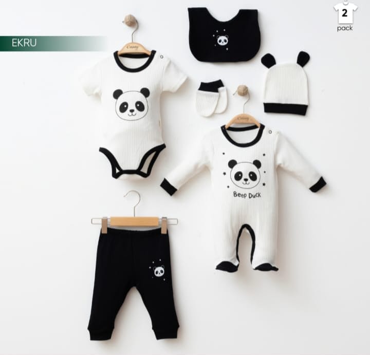Ensemble Baby Panda 6 pièces, 100% coton, doux et confortable pour les nouveau-nés