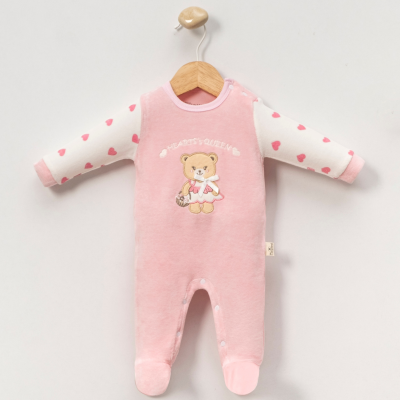 طقم بيبي دافئ بلون وردي وأحمر أنيق