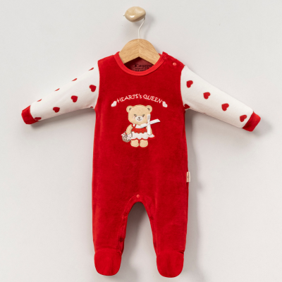 طقم بيبي دافئ بلون وردي وأحمر أنيق