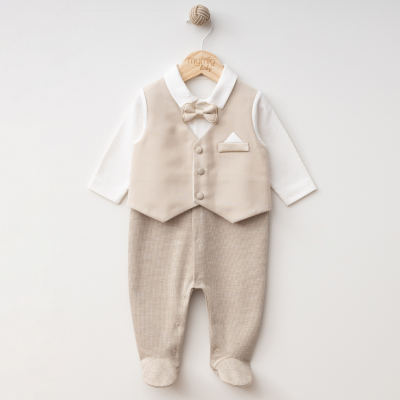 طقم بيبي من قطعة واحدة بتصميم بدلة أنيقة