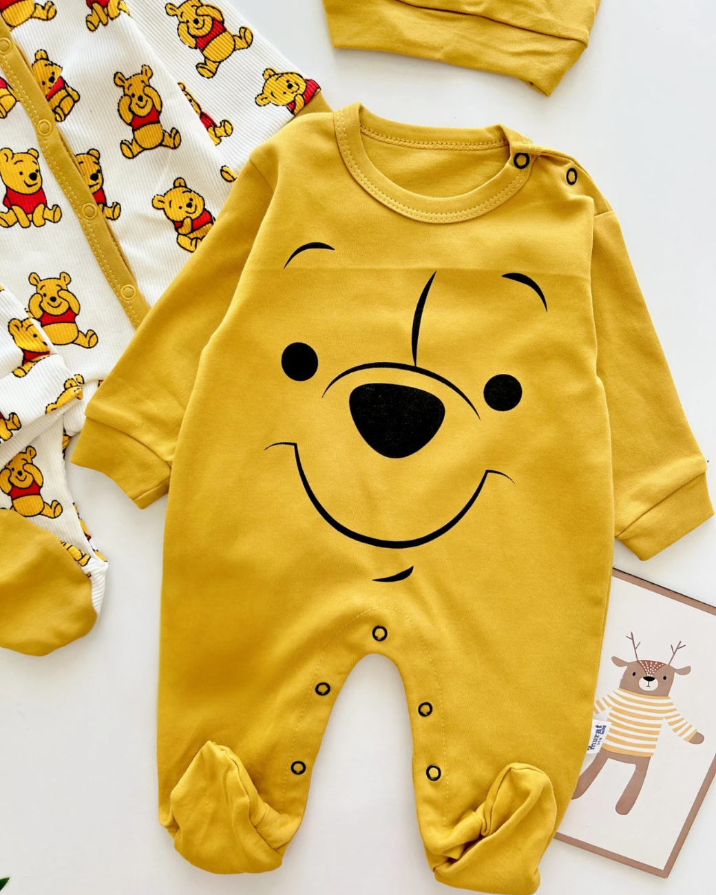 طقم مواليد ويني الأصفر 4 قطع