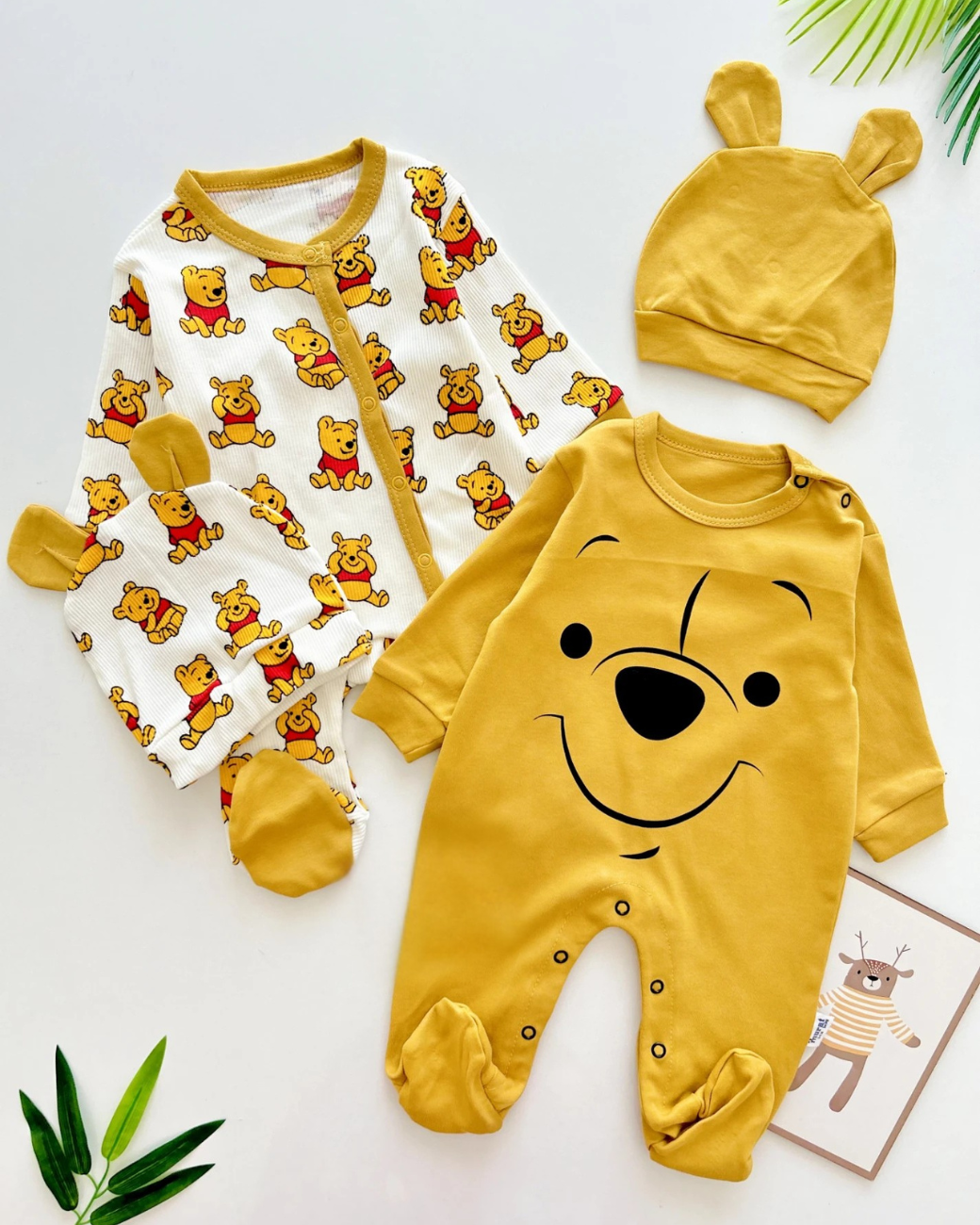 طقم مواليد ويني الأصفر 4 قطع