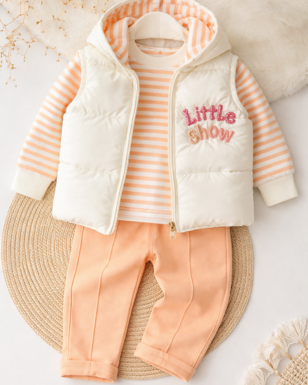 طقم شتوي – سترة مبطنة وبنطال مريح بتصميم أنيق