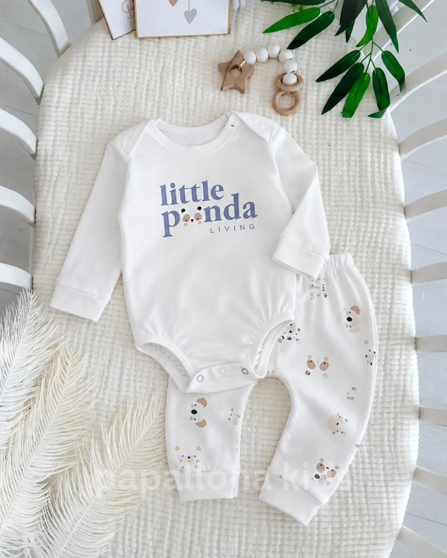 طقم بيبي ولادي 100% قطن – Little Panda